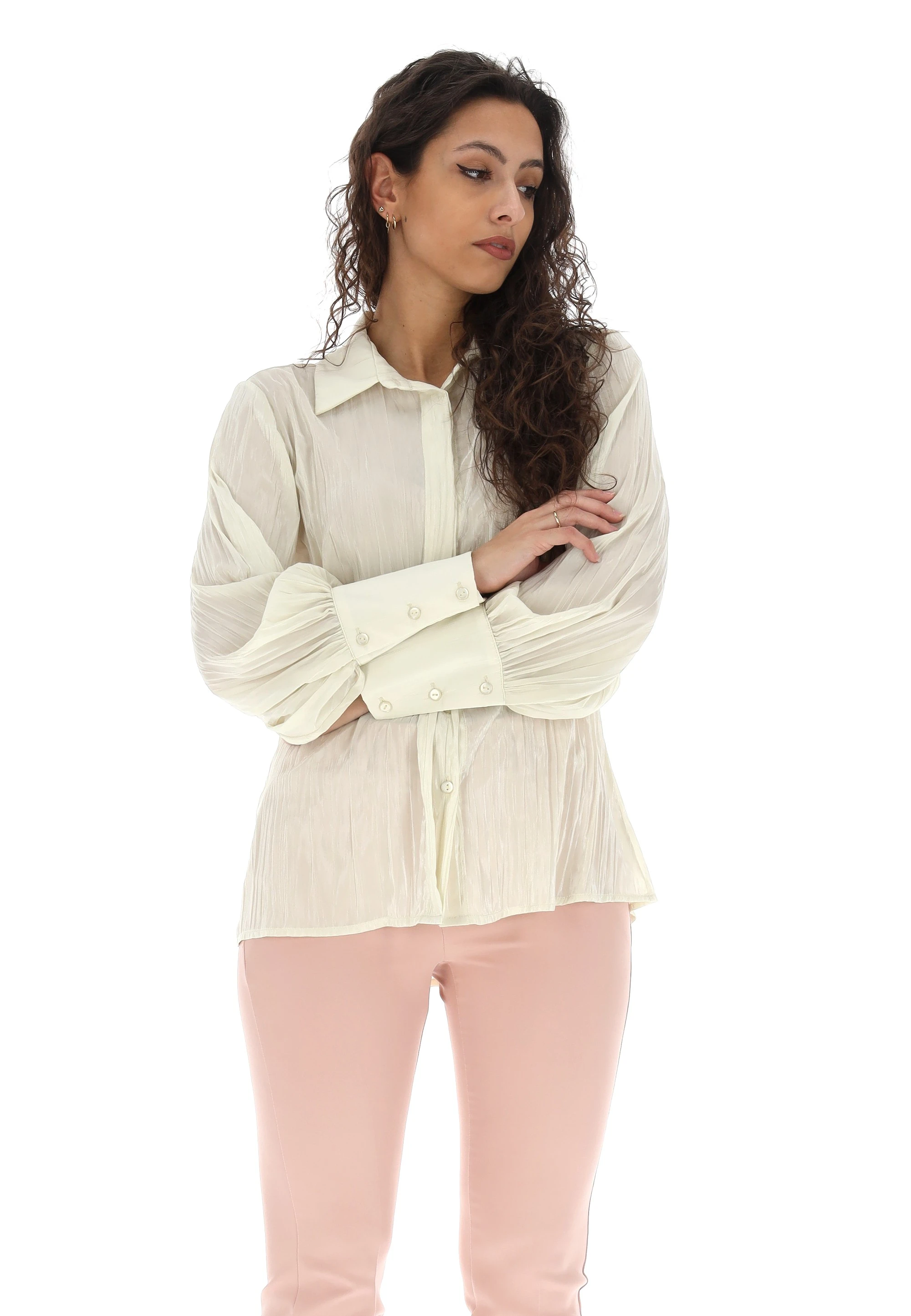 Camicia effetto raso stroppicciata èks